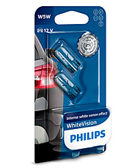 Лампа Philips W5W (W2,1x9,5d) WhiteVision (2 шт.) 12961NBVB2