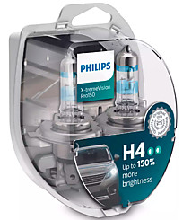 Philips H4 (P43t) X-treme Vision Pro150 (+150%) (2 шт.) 12342XVPS2