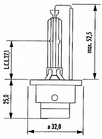 Размеры лампы Narva D2S 84002