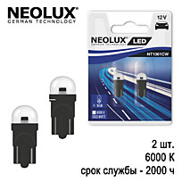 Neolux W5W (W2.1x9.5d) LED 6000 K (2шт.) NT1061CW-02B